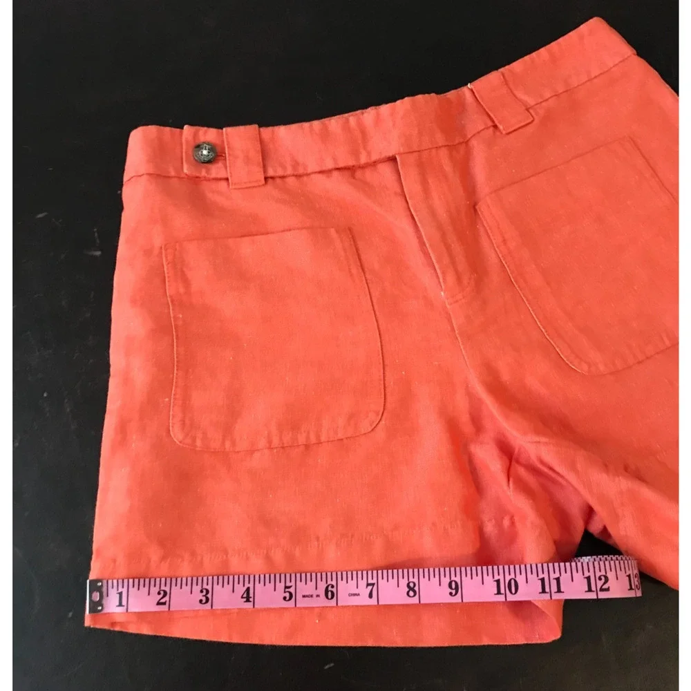 Anthropologie Daughters of the Liberation Linen Shorts 8 Orange High Rise - Picture 7 of 11